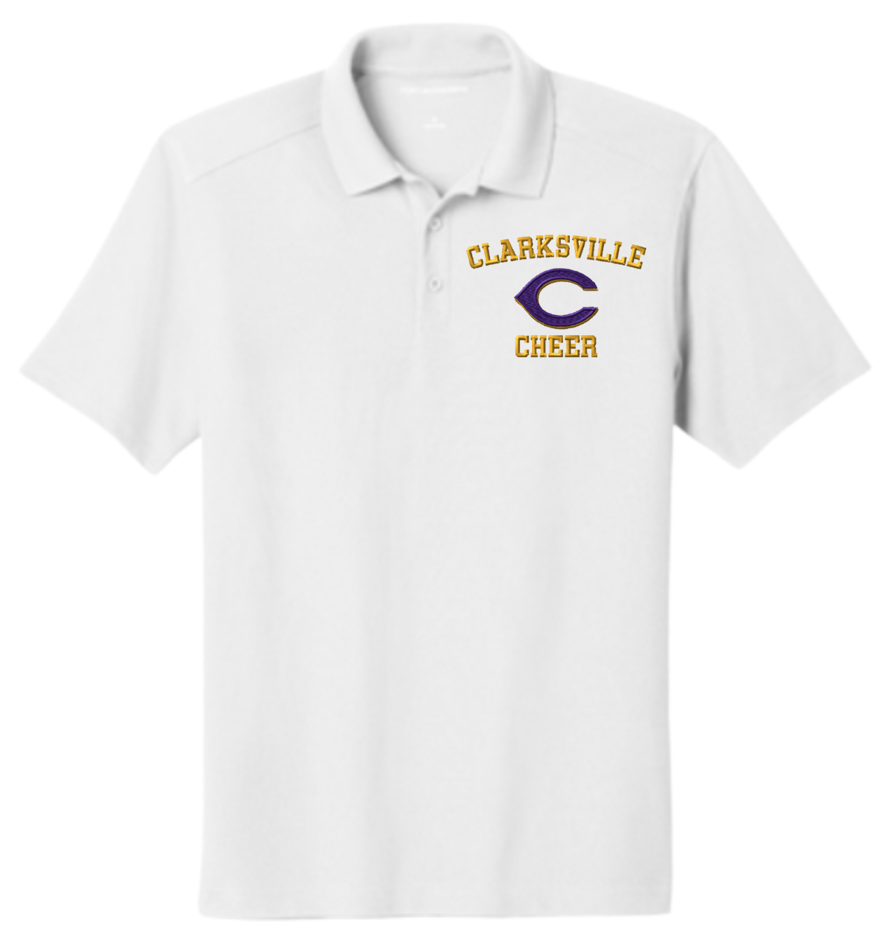 White Clarksville Cheer Polo