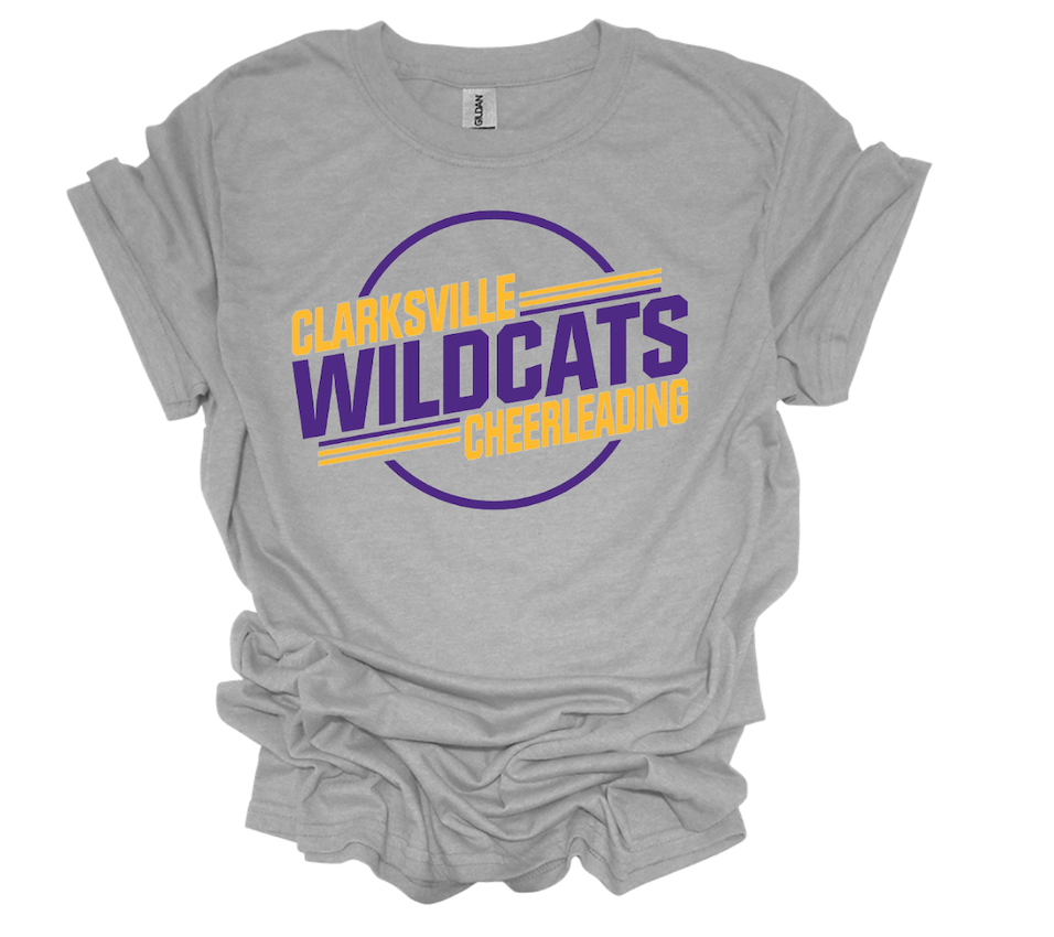Grey Clarksville Wildcats Cheerleading Tee