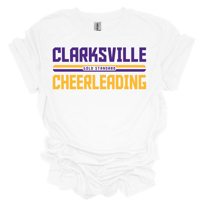 Clarksville Cheerleading Gold Standard White Tee
